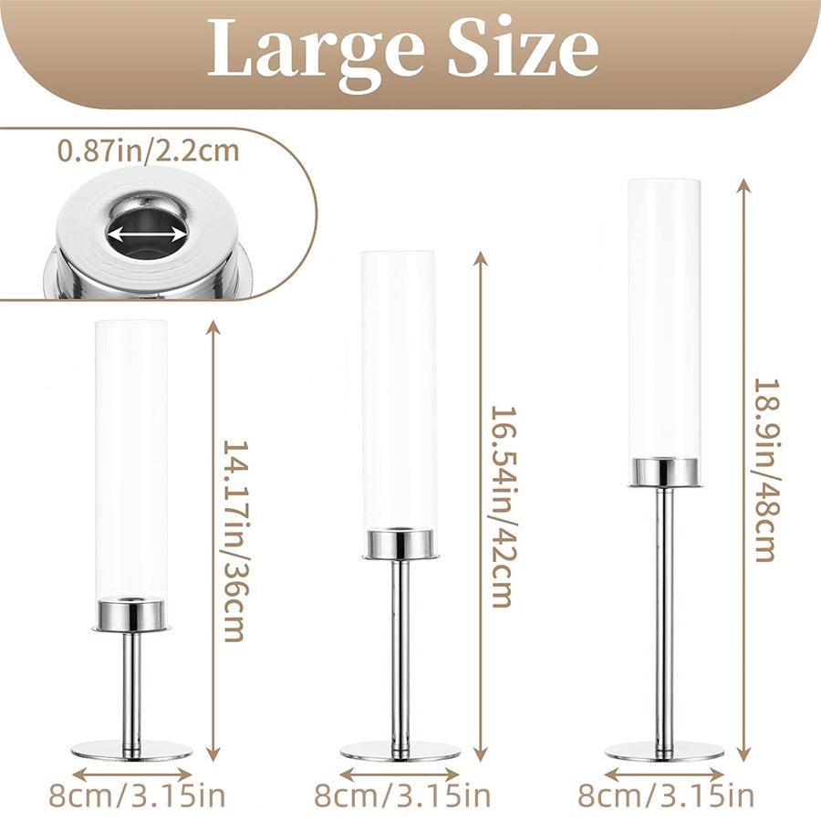 

Элегантный набор из 3-х подсвечников из металла и стекла для украшения свадеб, вечеринок и романтических ужинов (свечи не включены)