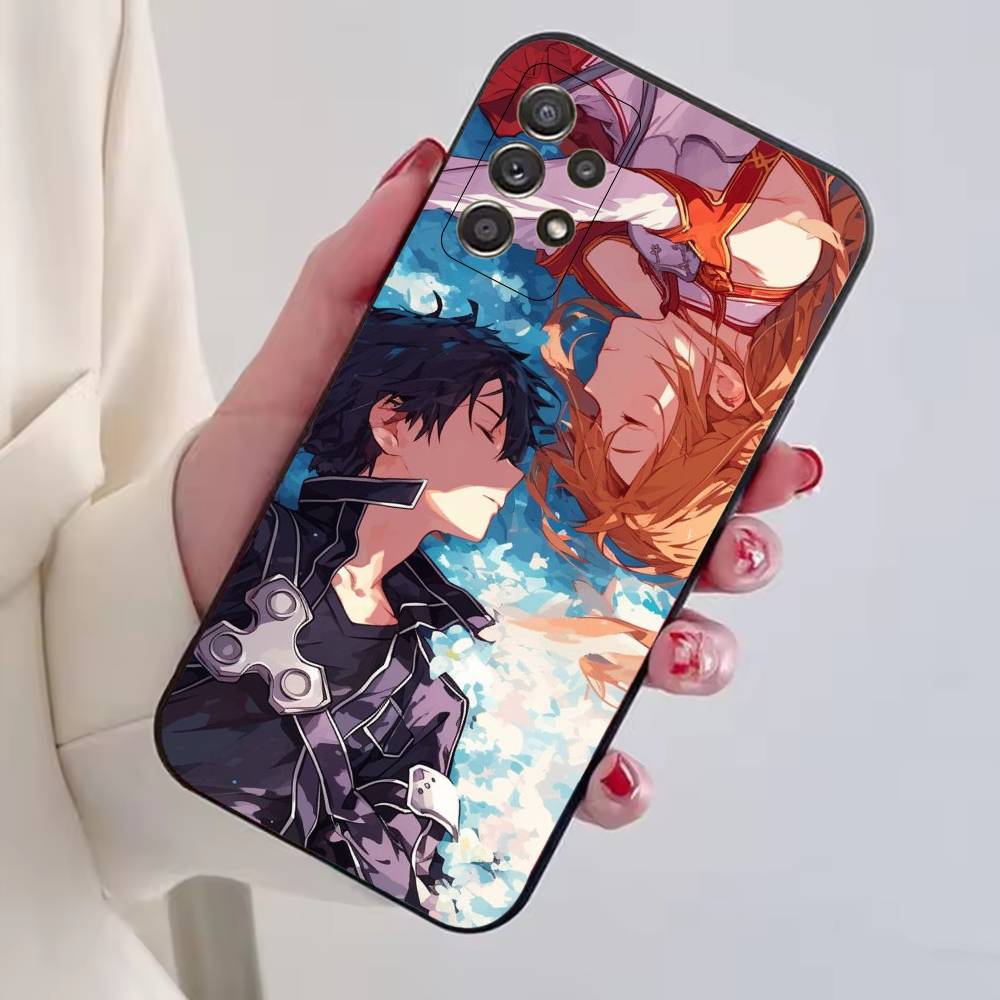 Sword Art Online Kirito and Asuna Phone Case For Samsung S25,S24,S21,S22,S23,S30,Ultra,S20,Plus,Fe,Soft Silicone Black Cover