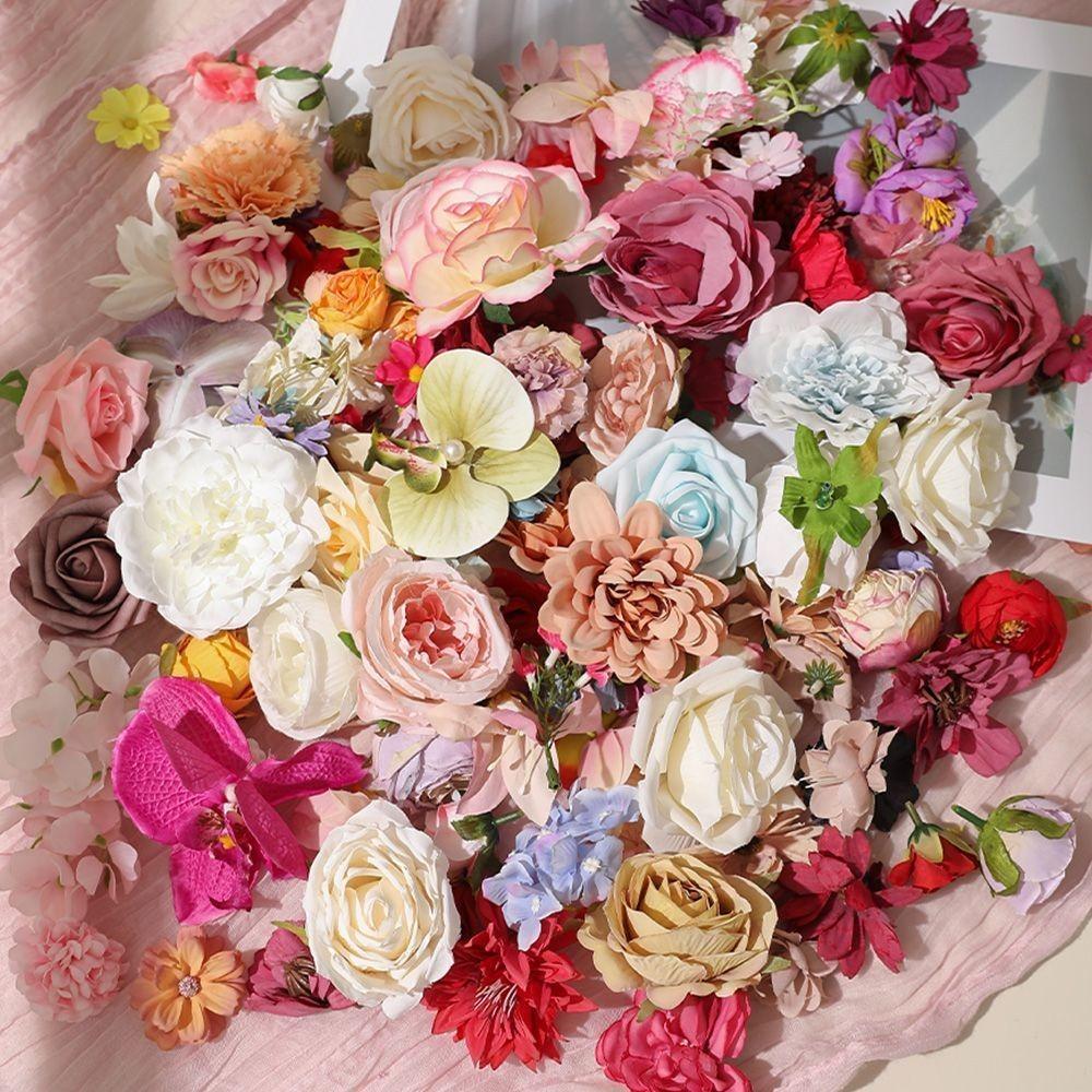 20/40/60/80/100 Stück Zufällige Stil-Kunstblumen-Mischung Fake-Blumen für Heimdekoration Hochzeitsdekoration DIY-Geschenk-Ornament