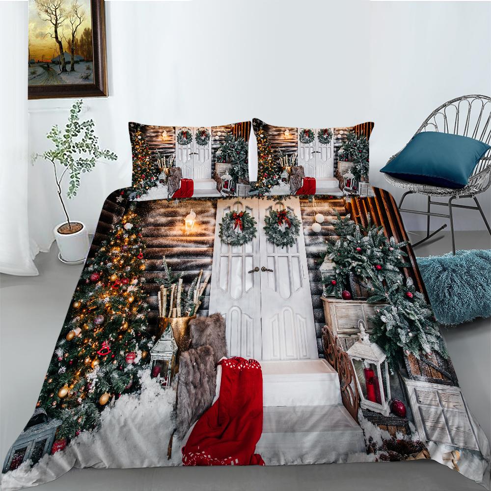 Рождественский комплект пододеяльников Twin Full Queen King Size 3D-принт снеговик — фото 13