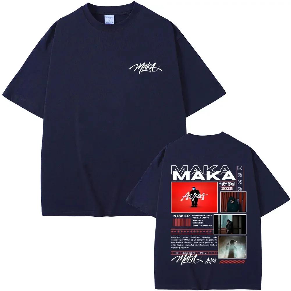 Rapper Maka Aura Concert Tour T Shirt Unisex Wounisex Fashion Hip Hop Tshirt Unisexs Casual Cotton Short Sleeve Tshirt Streetwear Black