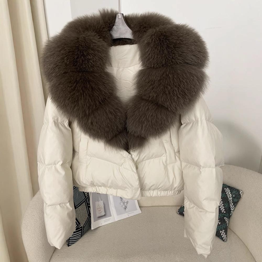 Women's Winter Down Jacket with Real Fox Fur Collar - Petite to Extra Large