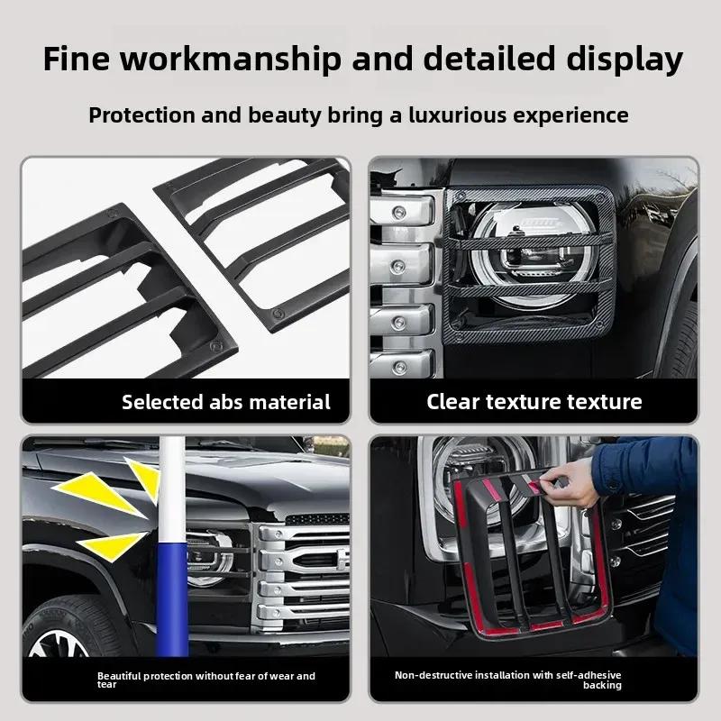 For Great Wall GWM Haval H9 2024+, 2Pcs Front Headlight Protective Cover Anti-Collision Decor Frame