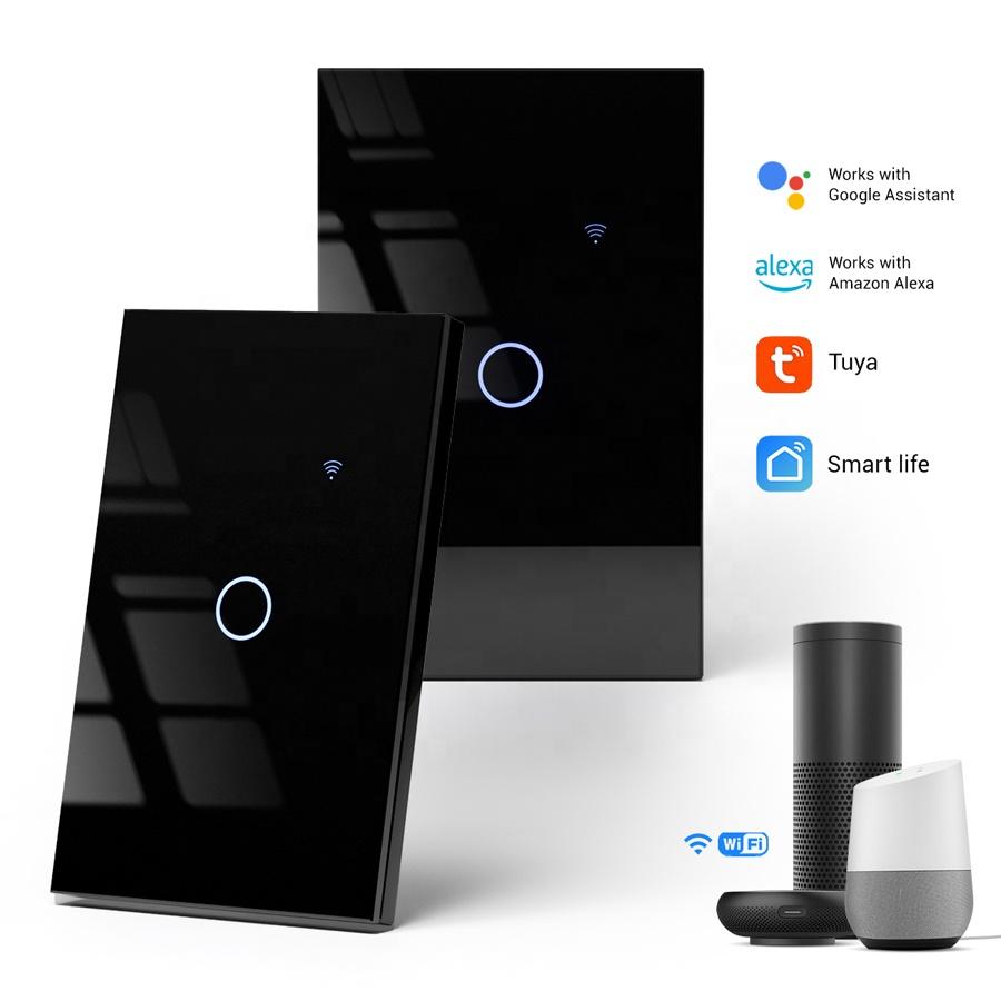 Interruttori Smart Touch in Vetro per Luci, 1 Posto Bianco Nero da Incasso a Parete Controllo APP Compatibile con Alexa e Google Home