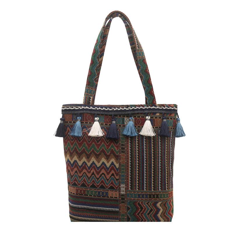 Tassel bag summer ethnic style messenger bag new shoulder bag large capacity series travel women's bag yellow