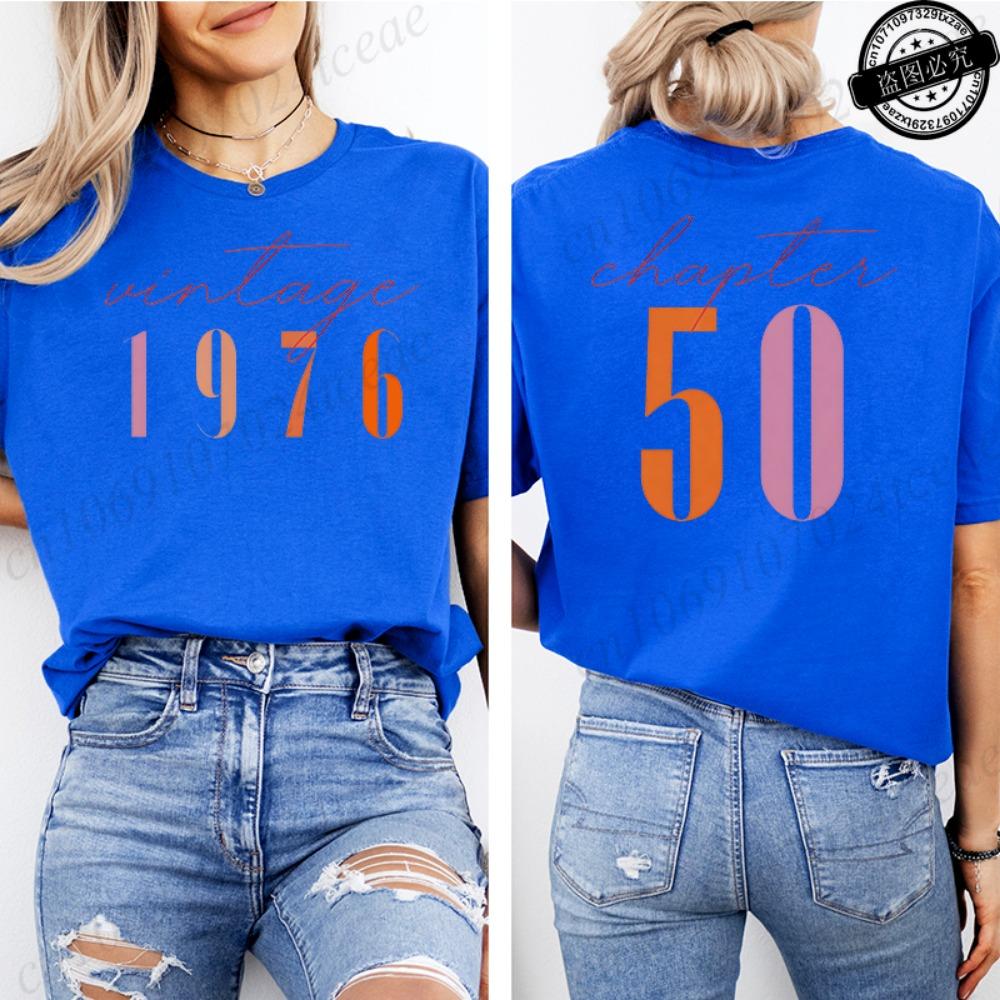Modne damskie koszulki Odzież Vintage Koszulki Estetyczne na 50. Urodziny Klasyczne Koszulki z Graficznym Nadrukiem 50 Bday Codzienne Koszulki