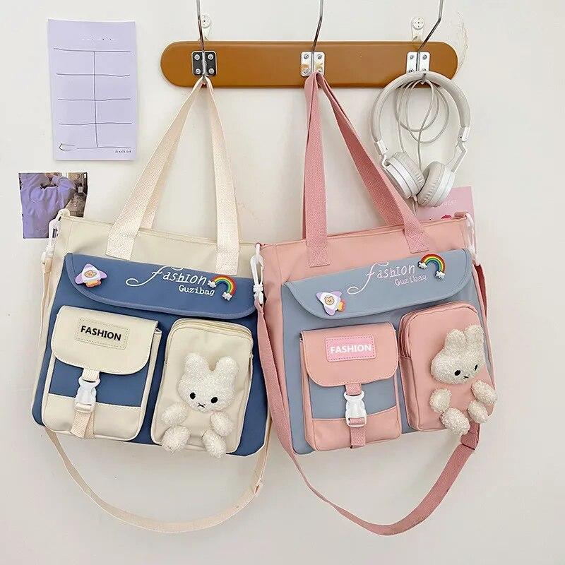 Borse Messaggero da Scuola da Donna per Donna Borsa a Mano Ragazze Adolescenti Cartone Animato Tela Borsa a Spalla Impermeabile Nylon Borse Tote Cartelle