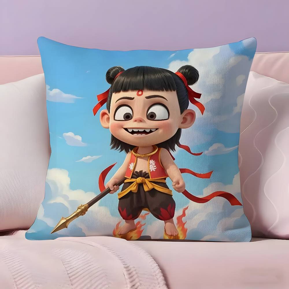 Chinese Anim Nezha Pillow Case Pillowcase Ultra Soft Skin Friendly Fabric Cloud Like Comfort & Concealed Zipper
