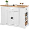 Kitchen Island Cart Storage Cabinet Serving Cart with Drawer & Shelves