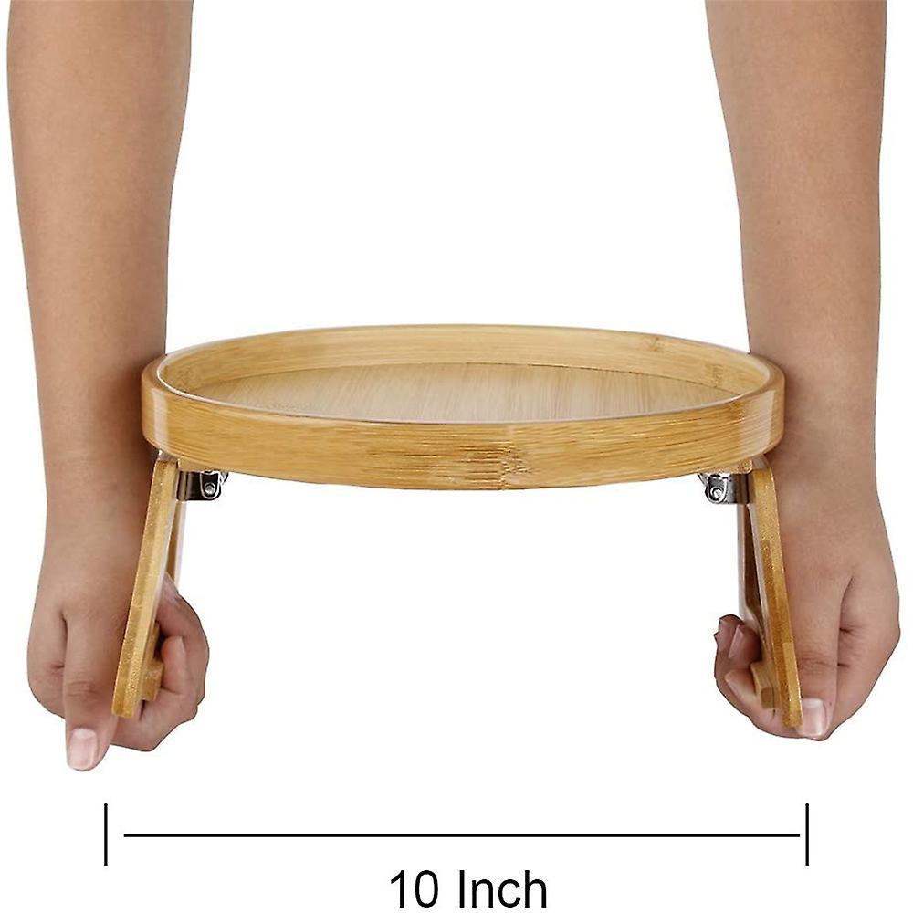 Wooden Armrest Clips-On Table Sofa Organizer Tray for Coffee Snacks Electronics