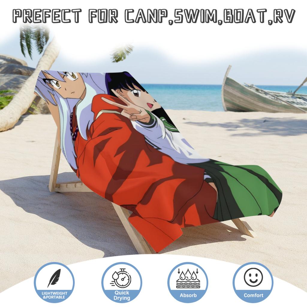 Quick Drying Beach Towels Kagome And Inuyasha Anime Oversized 30X60Inch Printing Towel Super Absorbent Pool Towel Blanket