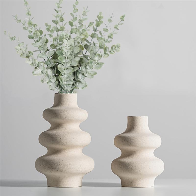Synthetic Resin Vases Set 2 White Round Vases,Modern Dried Flower Vases