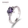 Anello a Cuore Gioielli in Argento 925 con Pietra di Zircone Viola Anelli per Dita per Donne Regalo per Matrimonio Promessa Festa Nuziale Accessori