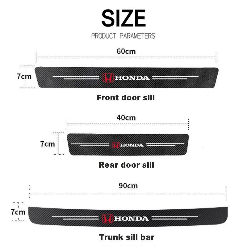 1/4/5Pcs Car Door Sill Scuff Plate Decor Carbon Fiber Stickers For Honda Accord Civic FIT Insight CRV Jazz HRV City Vezel Pilot