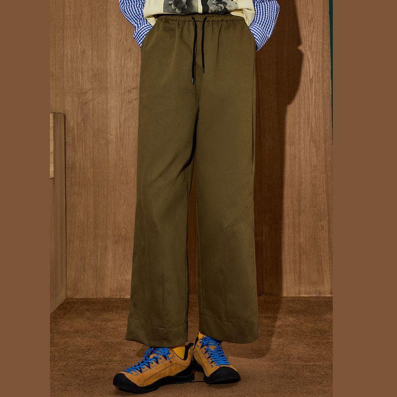 Coolhut Pure Cotton Army Green Wide-Leg 2025 Autumn New Women's Versatile Loose Straight Casual Pants