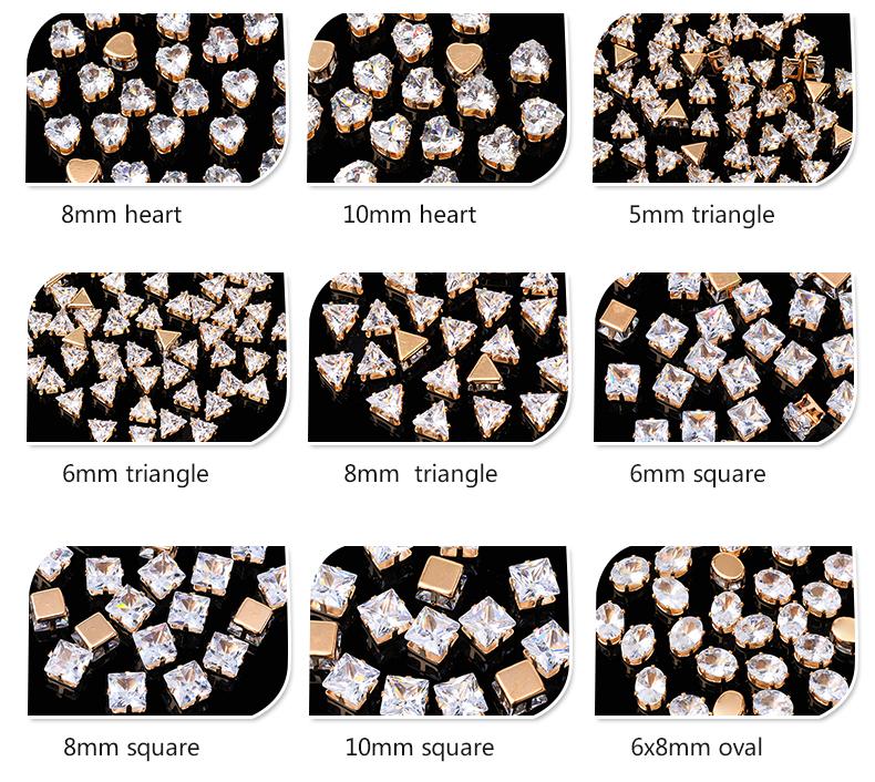 Flatback Zircon Rhinestones Cubic Zirconia teardrop base Claws Sew On  clear  Zircon For Rings Earrings DIY Clothing Accessorie