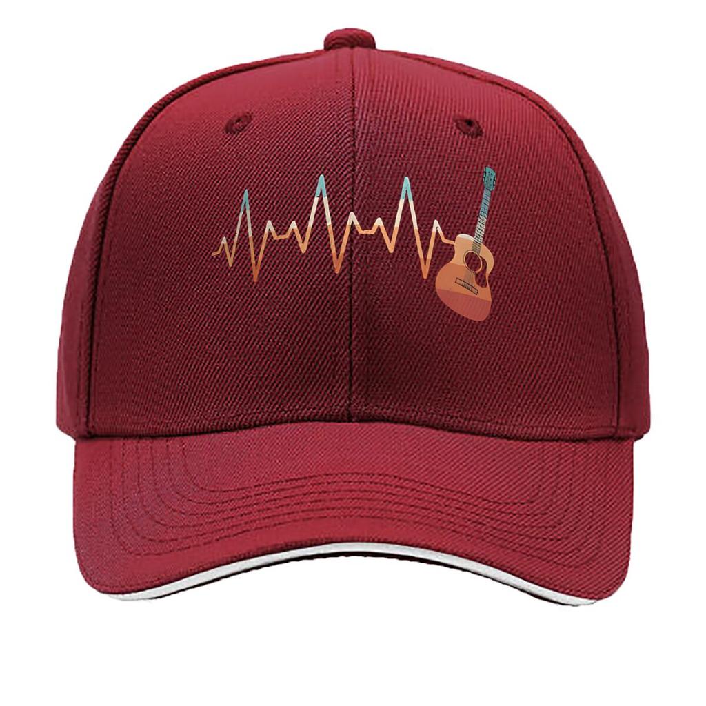 Melodic Heartbeat Guitar Waveform Mashup Design Sandwich Baseball Cap For WoUnisexs Unisex FeUnisex Beach Dad Hat