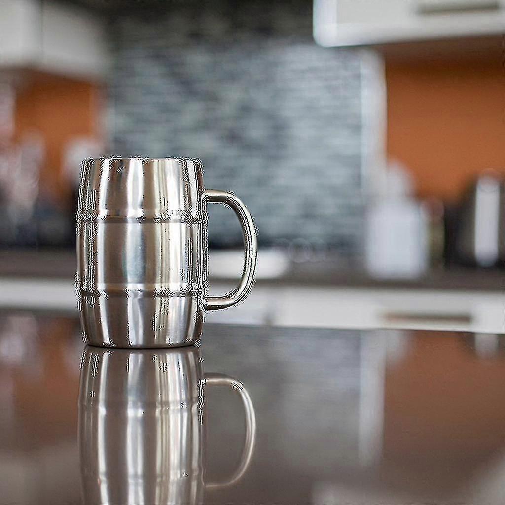 Stainless Steel Beer Mug 550ml Beer Mug Double Layer Insulated Tea Cup Water Cup Drink Thickened - CHUNCC