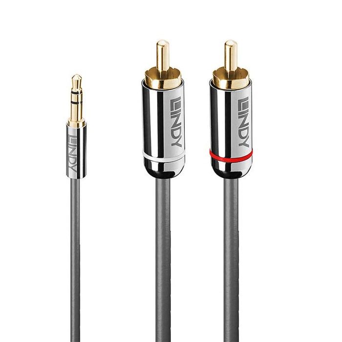 Câble Audio Jack 3.5mm Vers RCA - LINDY - Cromo Line - Connecteurs Plaqués or - 3m