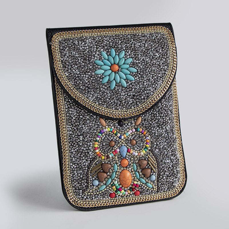 Bohemian Theme Pu Handbag With Magnetic Flap And Floral Accents For Daily Outings