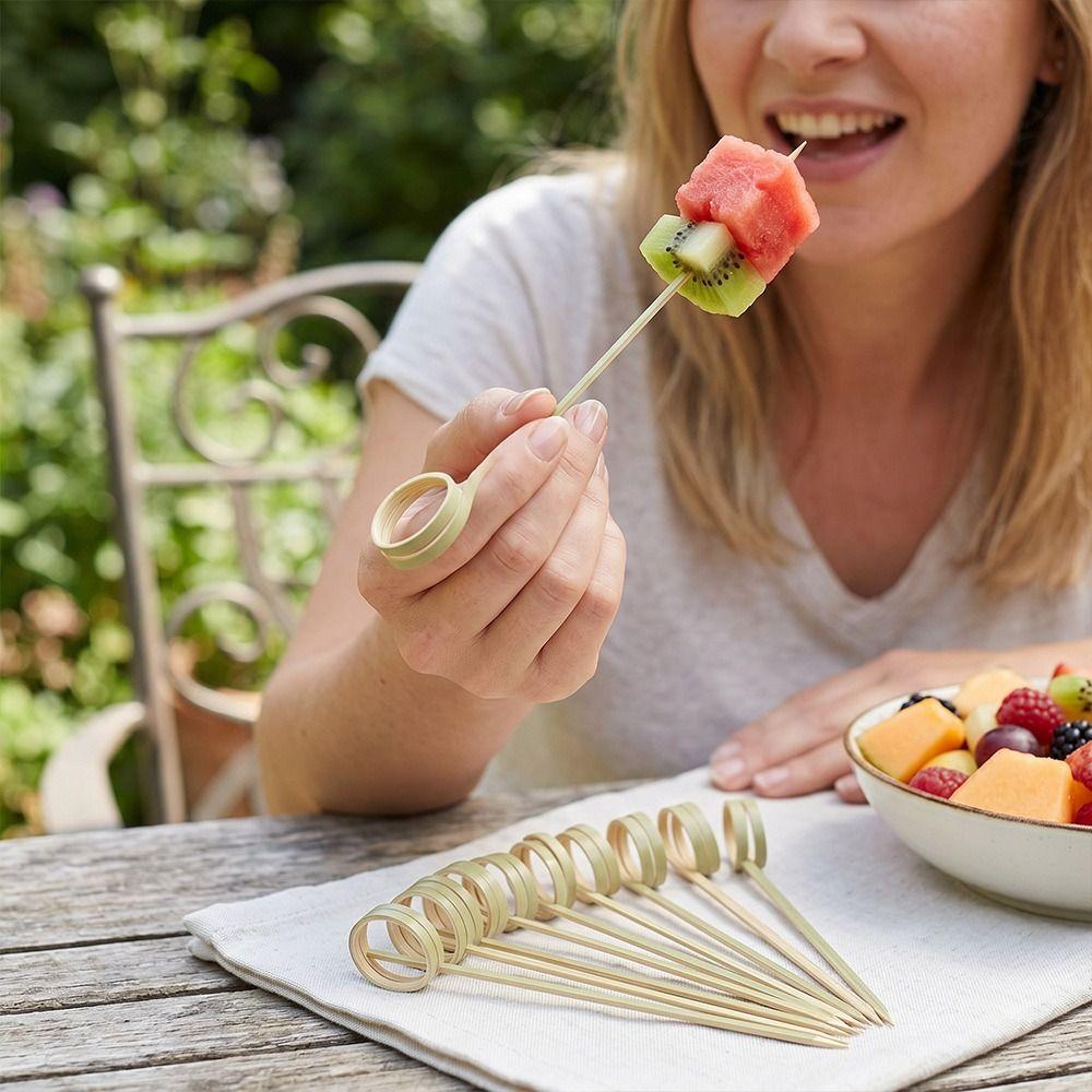 Picks Bamboo Toothpick Disposable Fruit Skewers Eco-friendly Bamboo Knot Skewers Cocktail Party
