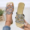Ladies slippers new large size 44 summer mini snake rhinestone Slide flat bottom slippers women