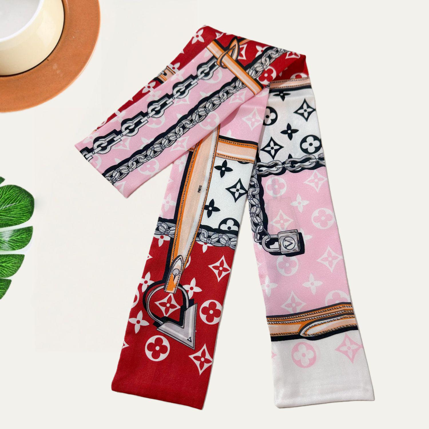 

Хустка з шовкового твілу високого класу: Весна/Осінь, Універсальний аксесуар для сумок та пов язок на голову 8x120cm червоний