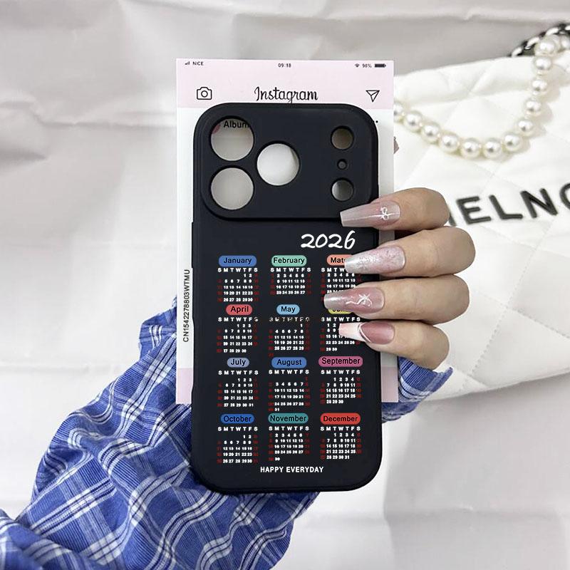 Fashion 2026 Calendar Phone Case For iPhone 15 17 Pro 16 14 13 12 11 XR XS Max 7 8Plus Happy New Year Soft Silicone Cover Fundas