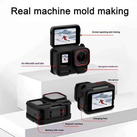 Protector de Lente para Cámara de Acción Cubierta Protectora a Prueba de Golpes Resistente a Impactos Fácil Instalación Funda de Silicona para Cámara de Acción para Insta360 Ace Pro 2