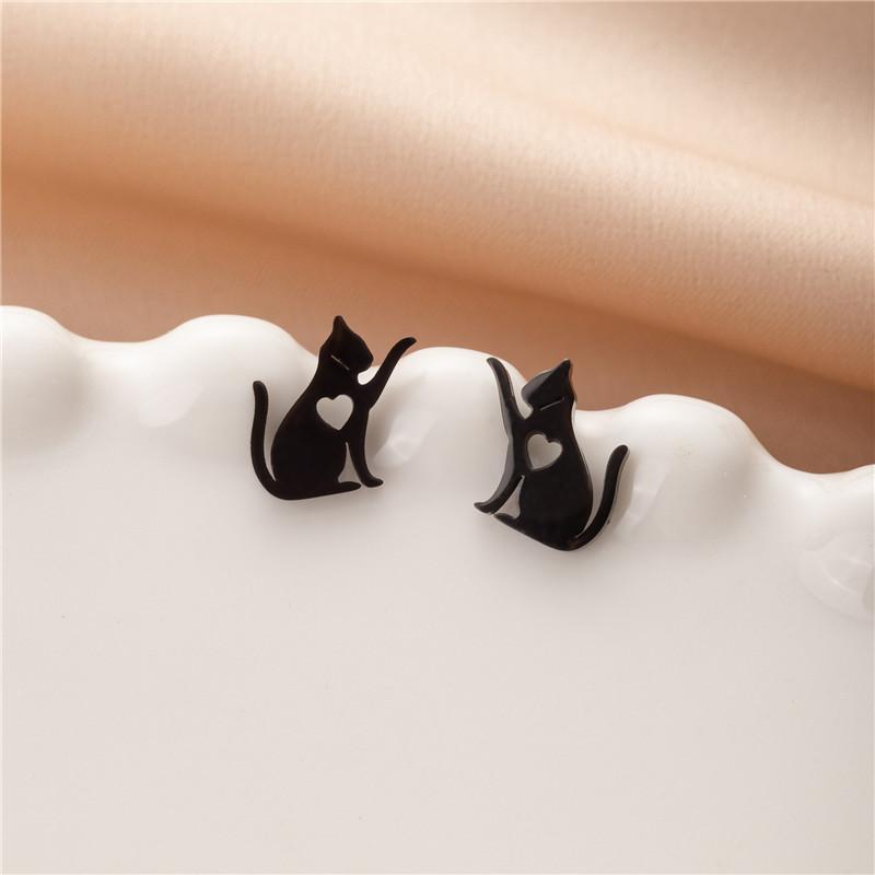 Cute Cat Stainless Steel Stud Earrings for Women Persian Cat Ear Jewelry Girls Student Birthday Earring Gifts Accessories