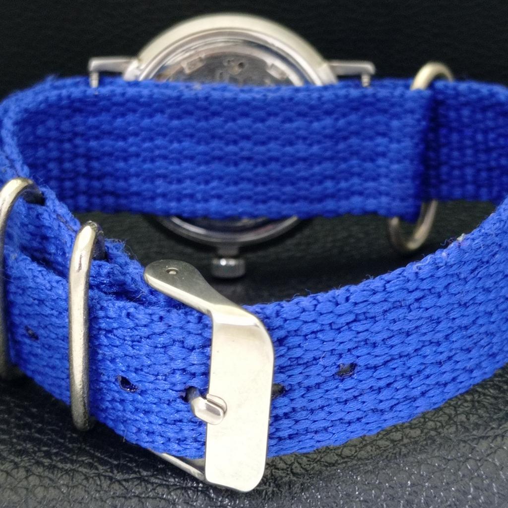 HAND-WINDING VINTAGE FAVRE LEUBA SWISS MENS BLUE COLOR DIAL WATCH A436436-2 R129-a436436