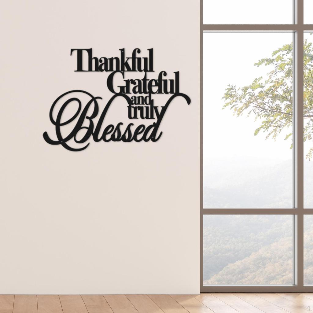 Wall Sign with Thankful Grateful Blessed Theme for Home