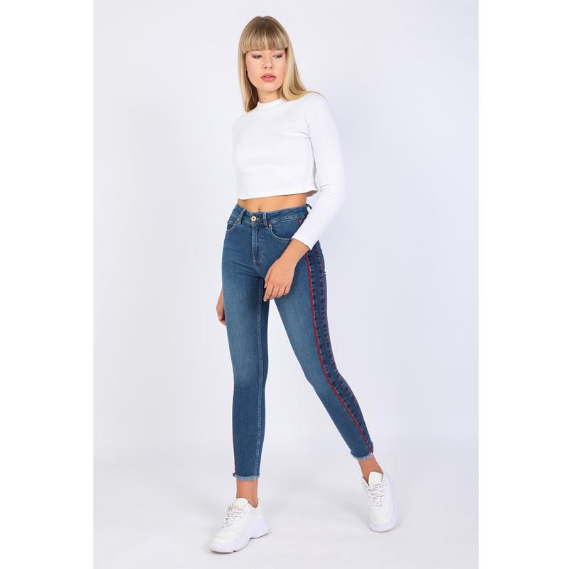 Pantalón De Rayas Con Pespuntes Marine / Ecru Mujer | Pantalones Y Jeans  Maje \u003e Perfumes de Autor