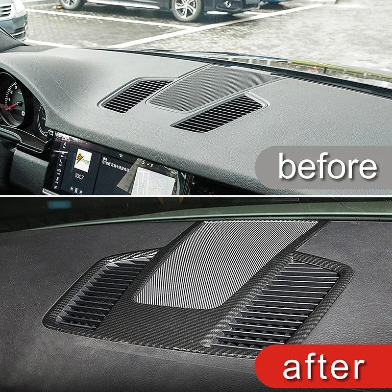 Car Console Dashboard Panel Middle Air Condition Vent Cover Frame Trim Carbon Pattern Accessories For Porsche Cayenne 2018-