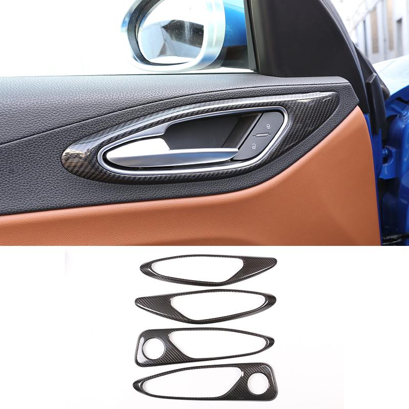 

Real Carbon Fiber For Alfa Romeo Giulia 2017 2018 2019 2020 Car Interior Door Handle Frame Cover Trim Auto Accessories
