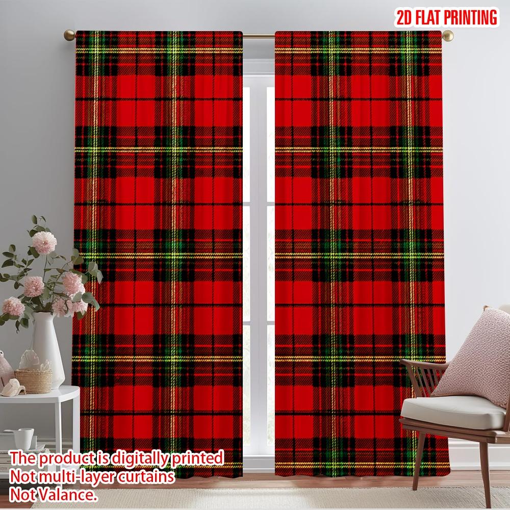 

2pcs,2D plane printing Curtains Christmas Vintage Prints Versatile Fabric (without rod) Festive Ldeal for Living Room, Home 52.50×116.00 CM 2pcs