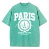 Casual Woman Acid Wash T-Shirts Paris Discover The City Prints Tees Distressed Oversize Cotton Short Sleeve Clothes