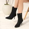 Womens Winter Pointed Toe Mid-Calf Fashion Boots With Side Zipper High Heel Size 40-43