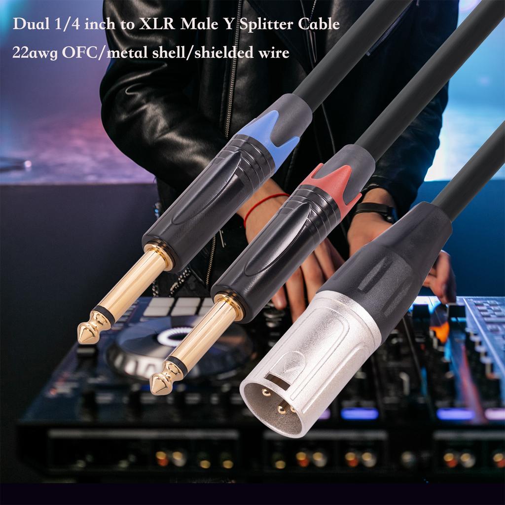 Audio-Kabeladapter Splitter 1 XLR 3-Pin Stecker auf 2x 6,35mm TS Stecker Mono Konverterkabel