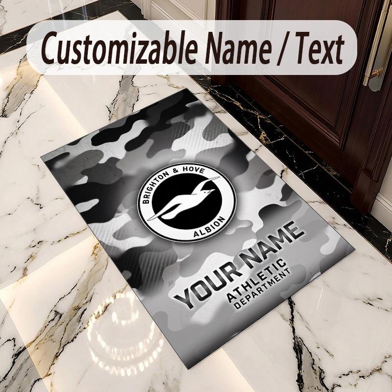 Crystal Velvet Rug Brighton & Hove Albion Football Print Custom Name Text Floor Mat Home Decor