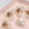 10PCS Pearl Flower Rhinestone Buttons Sparkling Crystal Hairpins Decorative Buttons for Clothes DIY Apparel Sewing Accessories