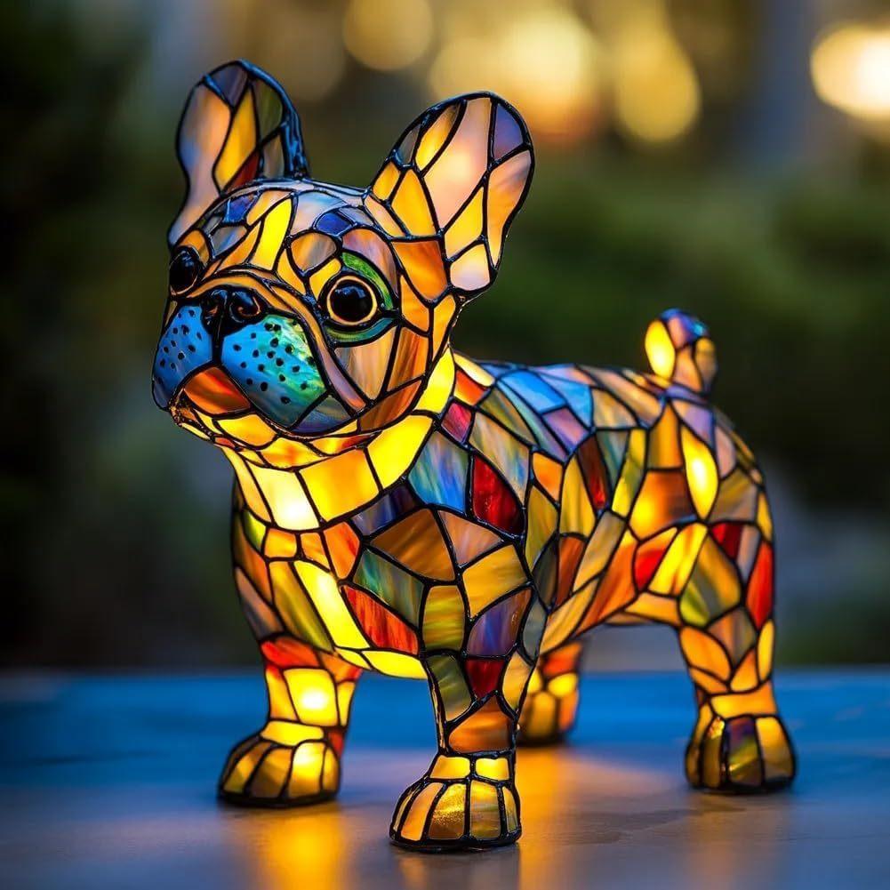 Gatto Cane Figurine in Resina Lampada LED con Interruttore di Alimentazione USB per Decorazione Soggiorno