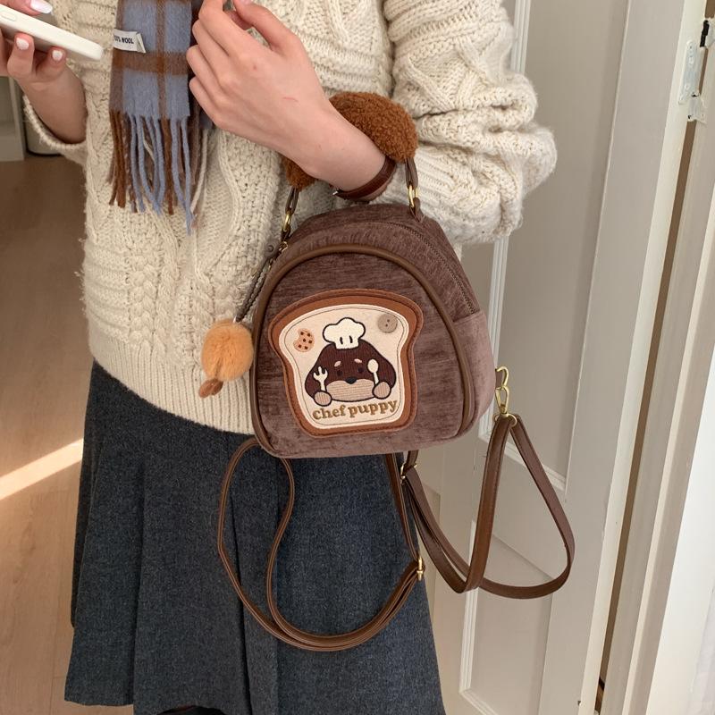Schoolbag backpack Korean version women retro cute chef puppy backpack women casual cartoon commuter casual backpack