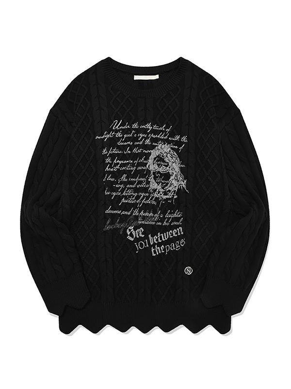 KIRSH Collection Print Scallop Knit [Black]