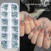 12-Grid Mini Nail Art Rhinestones, Colorful Irregular Champagne Crystals, Super Flash Flatback Nail Accessories.
