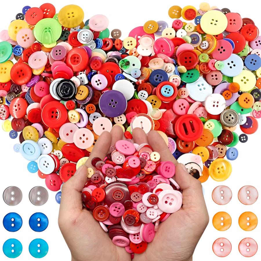 60/120Pcs Colorful Round Plastic Buttons | 0.7-2.5cm Assorted Sizes DIY Crafts Sewing Knitting Clothing Household Accessories