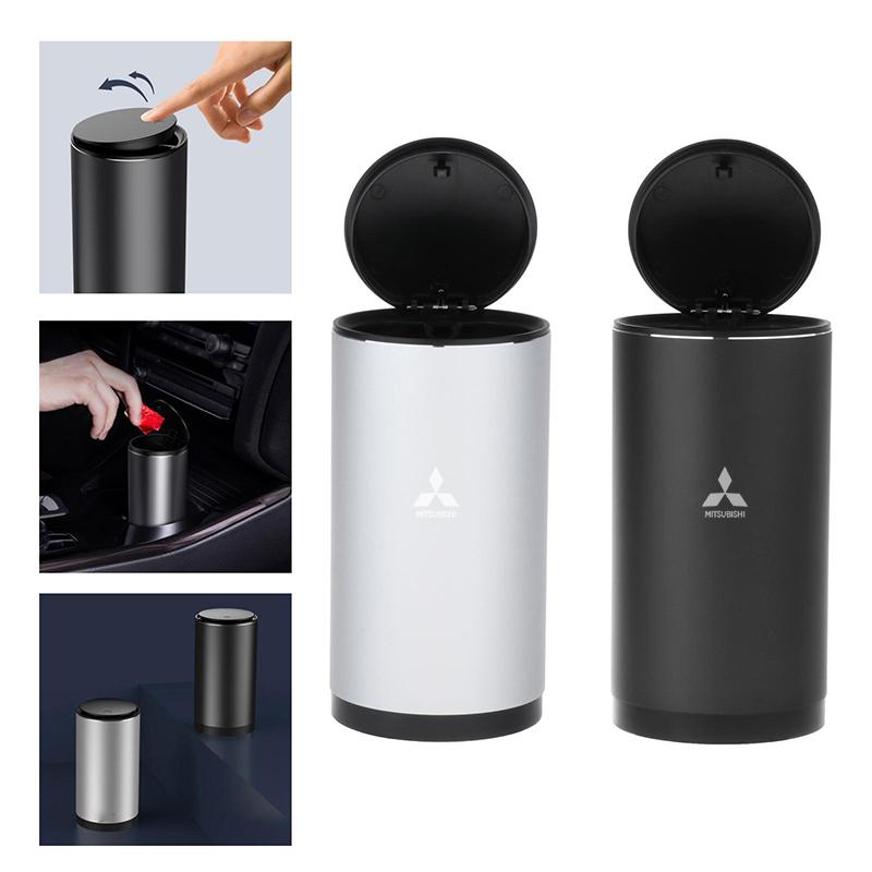 Alloy Auto Organizer Storage Bag Ashtray Mitsubishi Car Trash Can For Asx Lancer Outlander Pajero Ralliart Car Accessories