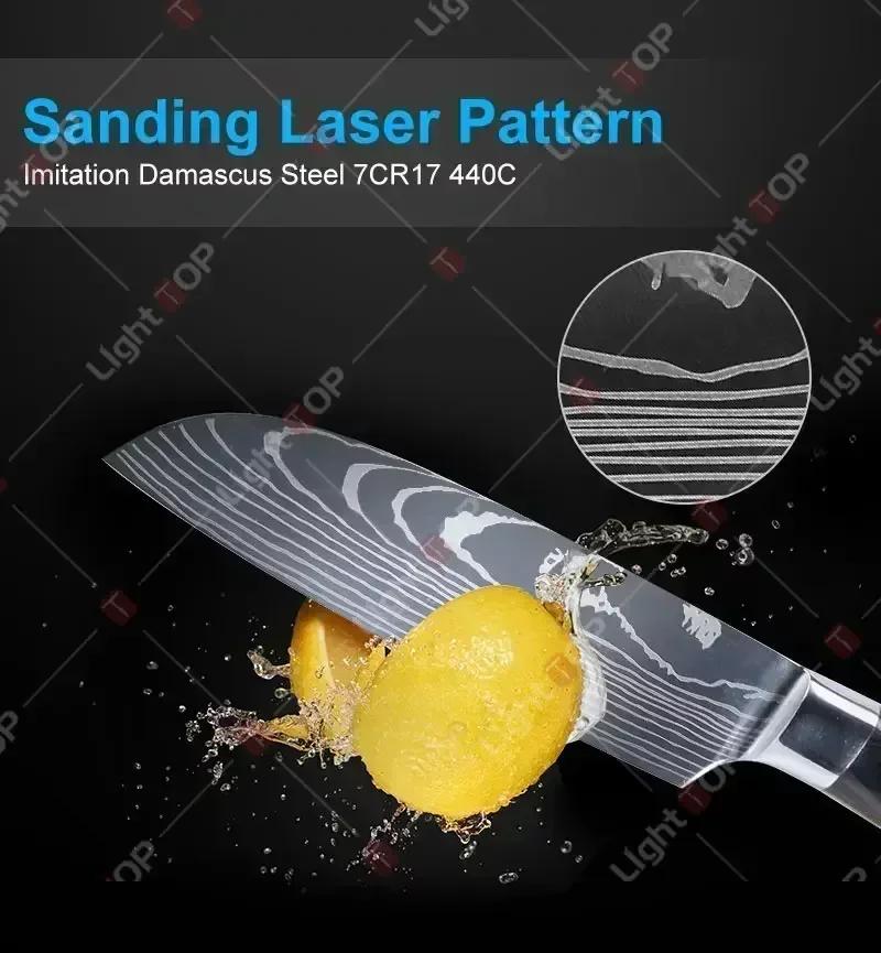 Damascus Laser Japanese Chef Knife Scissor Set Professional Kitchen Knives Santoku Knife Stainless Steel Boning Utility Knife