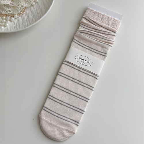 Pink Socks Women Spring and Summer Hollow Thin Breathable Women Socks Ballet Style Floral Print Polka Dot Medium Tube Socks Gift