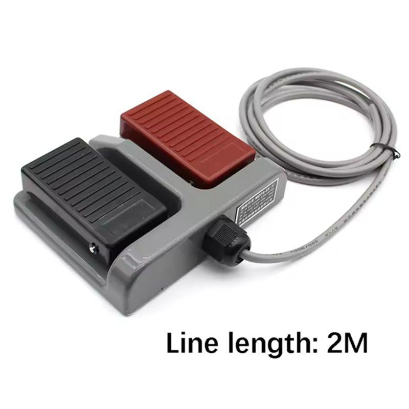 AT21-Foot Switch MDFS-65 Double Foot Pedal Switch Self-Reset With Wire 3A/220VAC